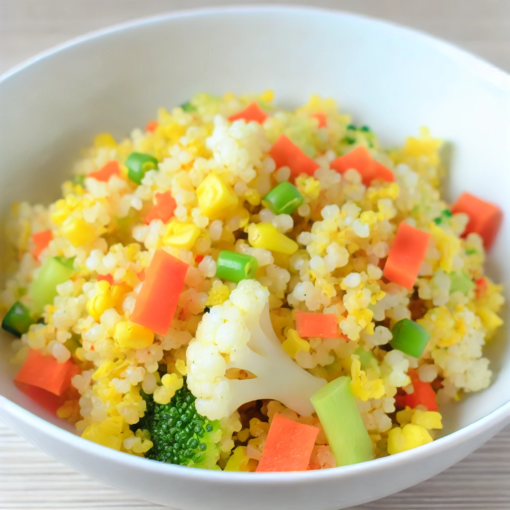 A-colorful-plate-of-low-carb-cauliflower-fried-rice-with-mixed-vegetables-served-in-a-white-bowl.-The-cauliflower-rice-looks-light-and-fluffy-making Low-Carb Cauliflower Fried Rice