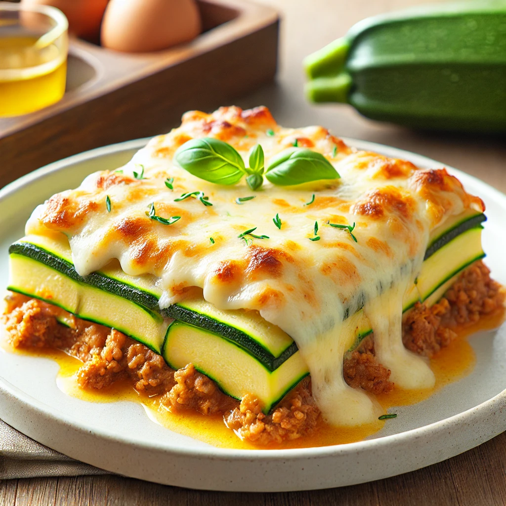 A-slice-of-low-carb-zucchini-lasagna-with-melted-cheese-served-on-a-clean-white-plate.-The-lasagna-looks-cheesy-and-delicious-with-layers-of-zucchini