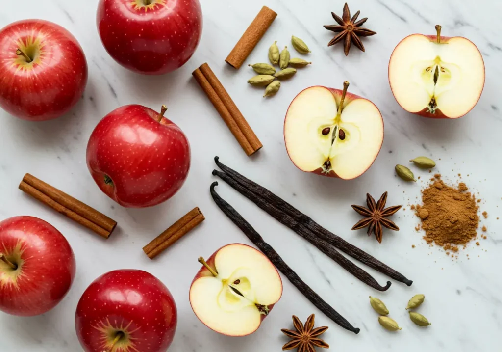 Pommes et épices assorties (cannelle, cardamome, vanille, anis étoilé) 