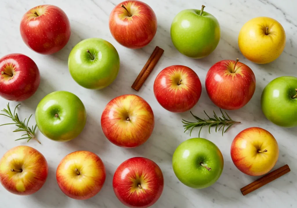 Diverses variétés de pommes .