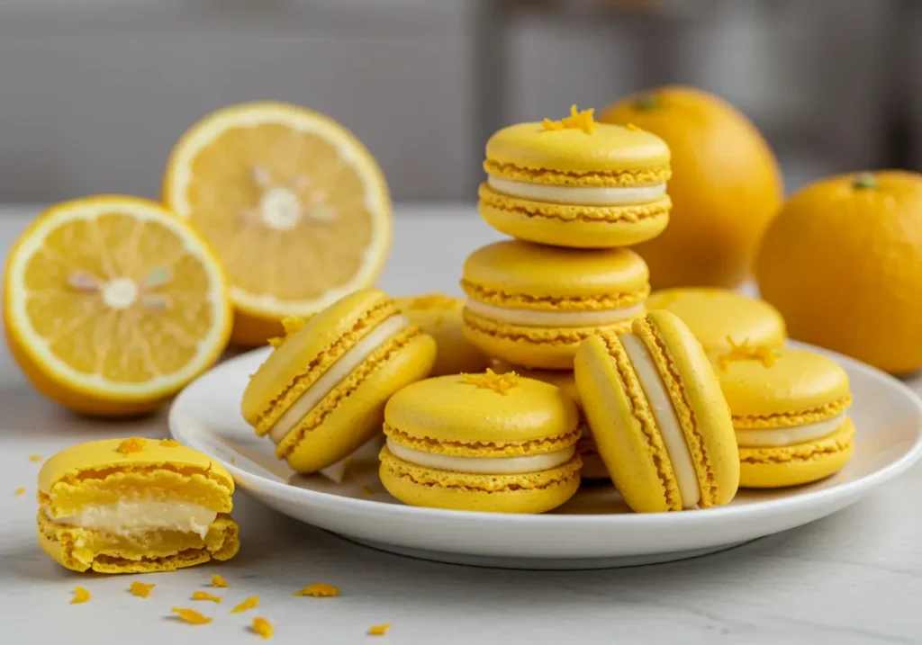 Macarons au yuzu