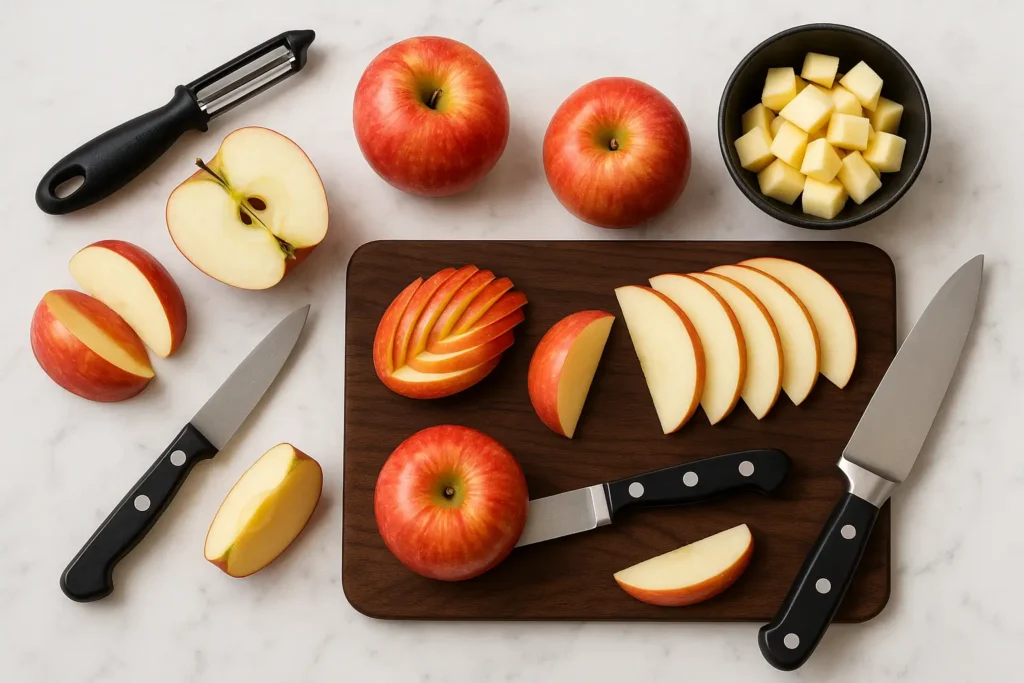 techniques de découpe de pommes
