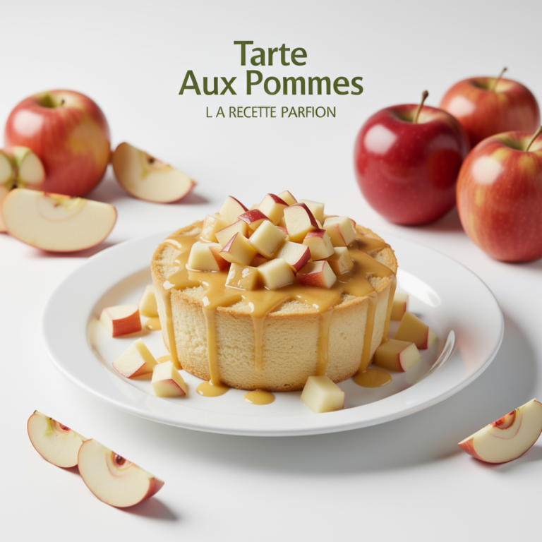 Professional food photography of Tarte Aux Pommes Maison Maison La Recette Parfaite, mouthwatering presentation, studio lighting, clean white plate, fresh ingredients, 4K resolution, appetizing, high quality, centered composition