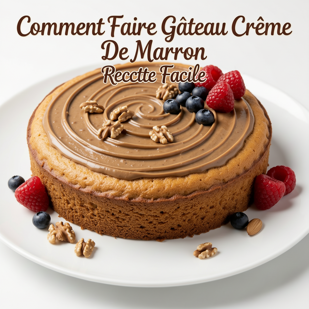 Professional food photography of Comment Faire Gâteau Crème De Marron Recette Facile, mouthwatering presentation, studio lighting, clean white plate, fresh ingredients, 4K resolution, appetizing, high quality, centered composition