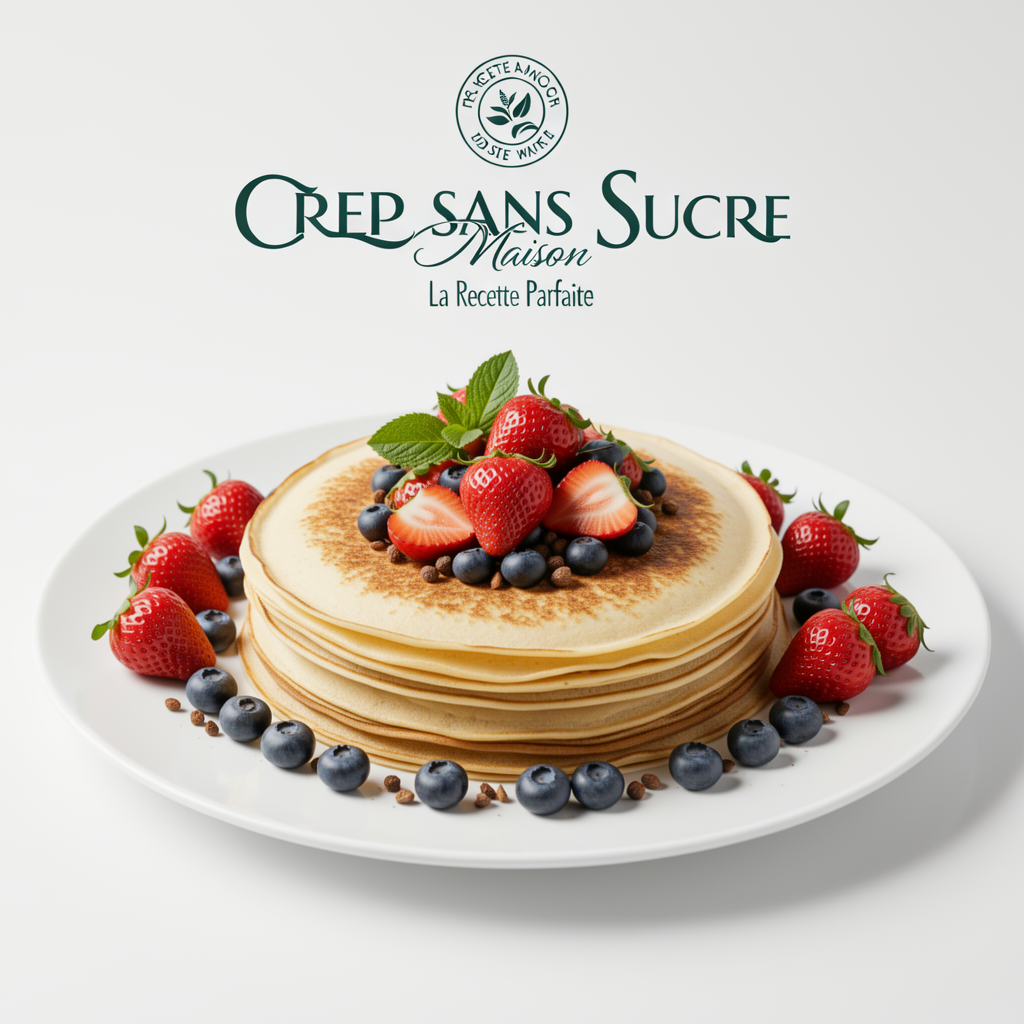Professional food photography of Crepe Sans Sucre Maison La Recette Parfaite, mouthwatering presentation, studio lighting, clean white plate, fresh ingredients, 4K resolution, appetizing, high quality, centered composition