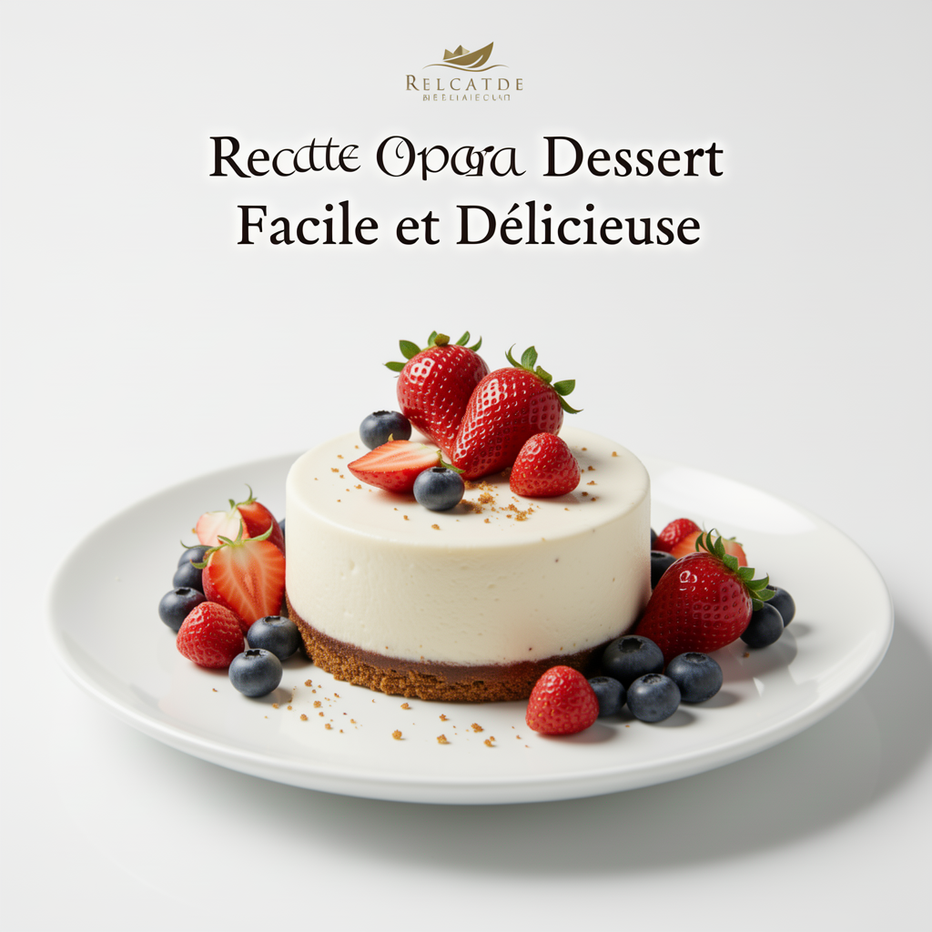 Professional food photography of Recette de Opera Dessert Facile et Délicieuse, mouthwatering presentation, studio lighting, clean white plate, fresh ingredients, 4K resolution, appetizing, high quality, centered composition