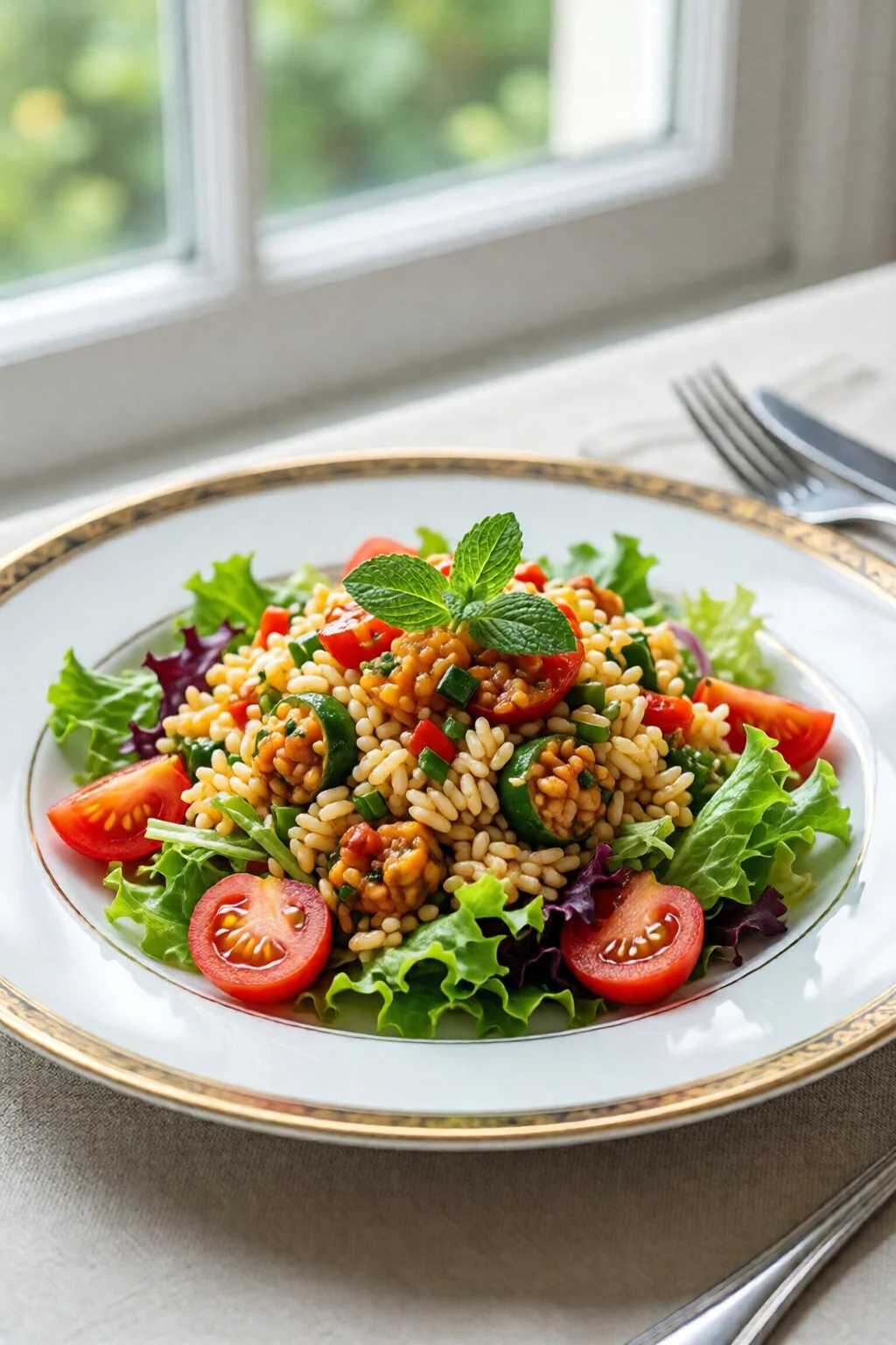 salade de riz mediterraneenne fraiche coloree et pleine de saveurs - recette facile et rapide
